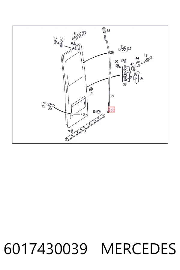 Guía de la puerta trasera 6017430039 Mercedes
