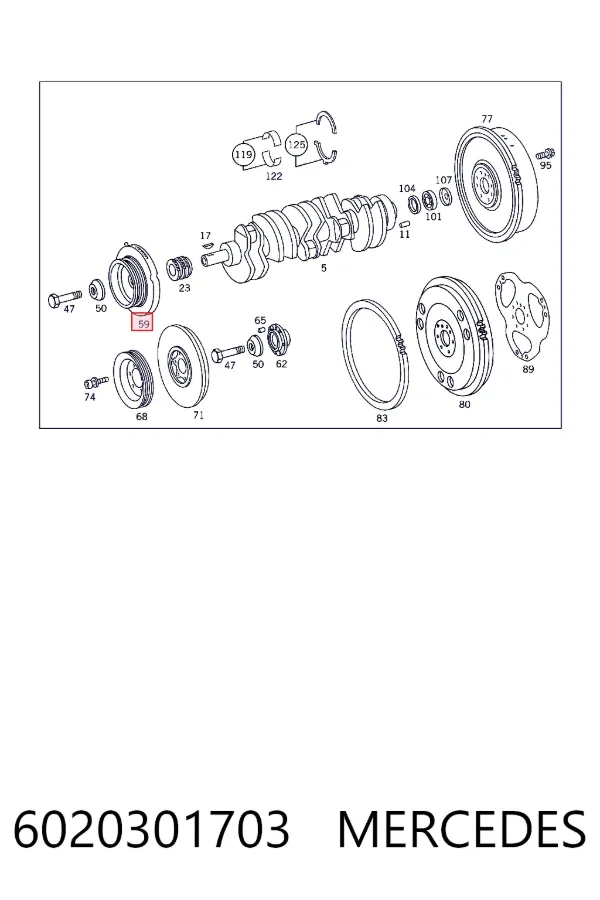 Polea de cigüeñal 6020301703 Mercedes