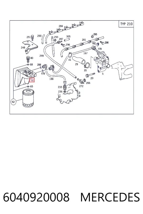 Caja del filtro de combustible 6040920008 Mercedes