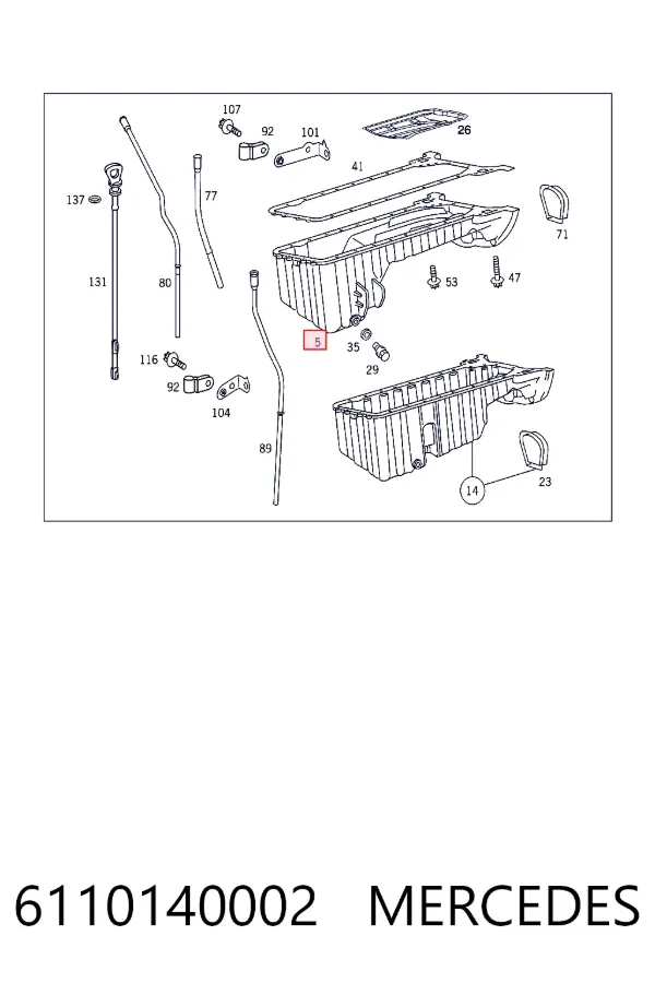 Cárter de aceite del motor 6110140002 Mercedes