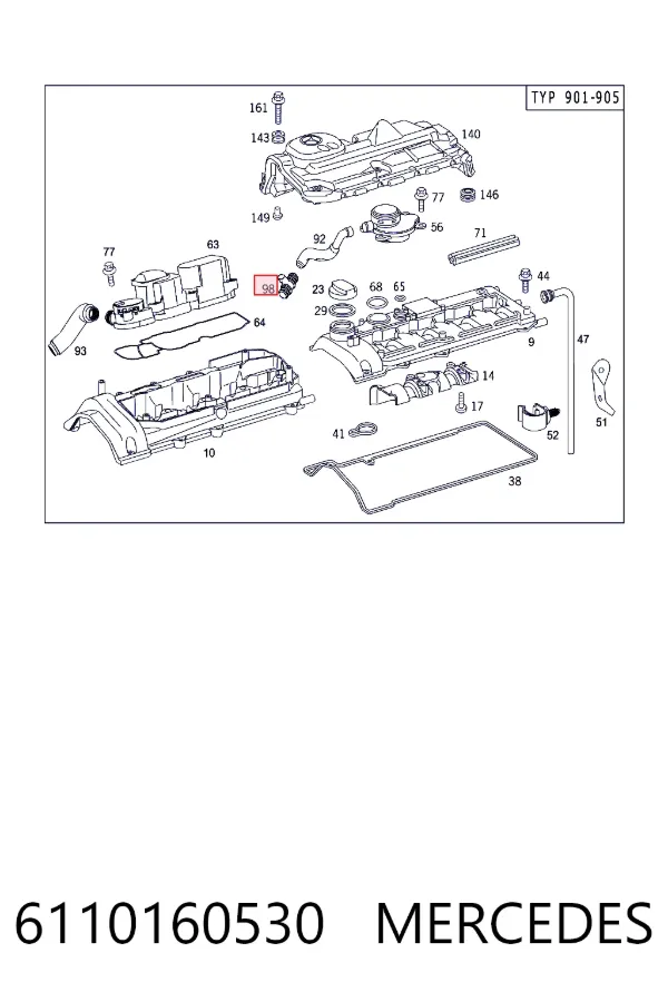 Calentador de gases del cárter 6110160530 Mercedes