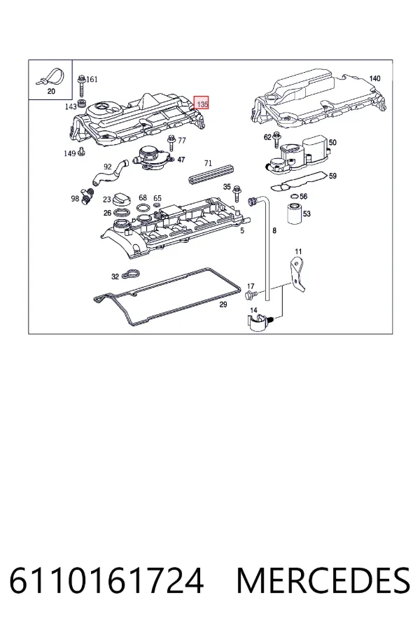 Tapa motor 6110161724 Mercedes