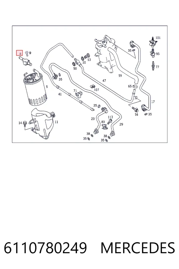 Válvula de retorno de combustible 6110780249 Mercedes