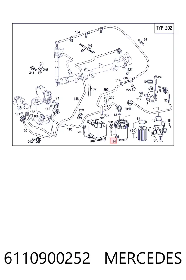 Caja del filtro de combustible Mercedes C W202