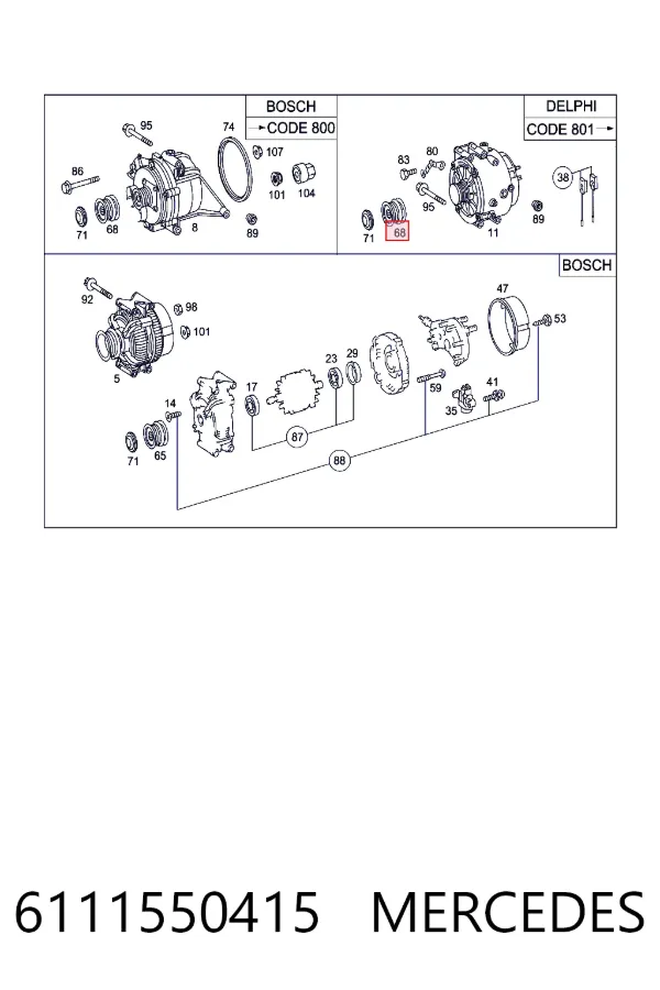 Polea alternador 6111550415 Mercedes
