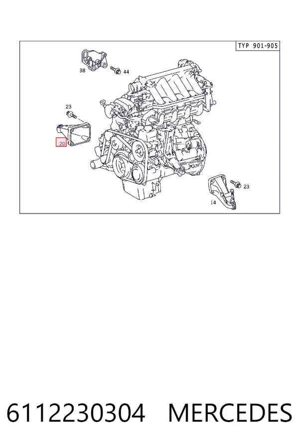 Soporte derecho del motor 6112230304 Mercedes