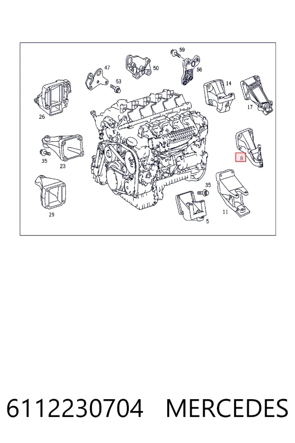Soporte del soporte izquierdo del motor 6112230704 Mercedes