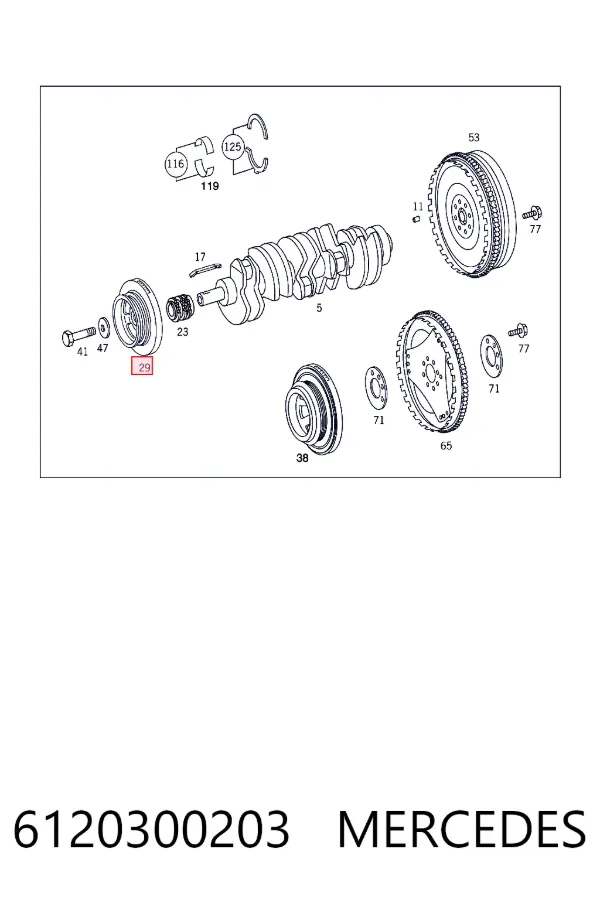 Polea de cigüeñal 6120300203 Mercedes