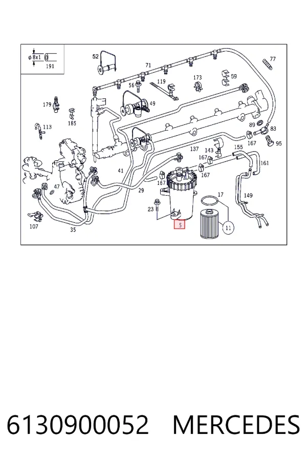 Caja del filtro de combustible 6130900052 Mercedes