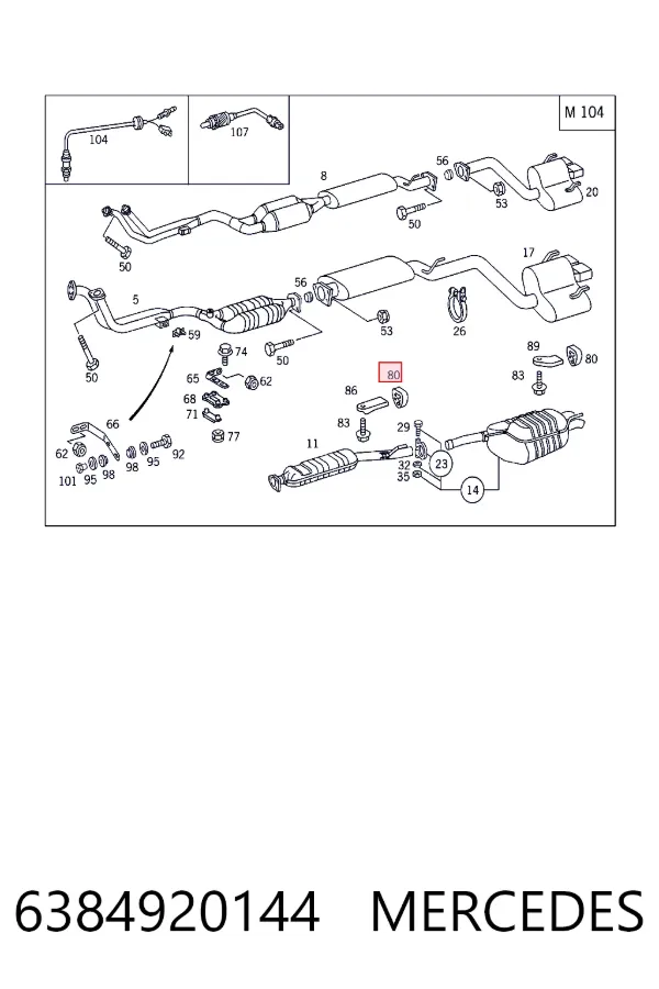 Soporte escape 6384920144 Mercedes