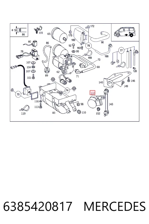 Sensor de nivel de carrocería delantero 6385420817 Mercedes
