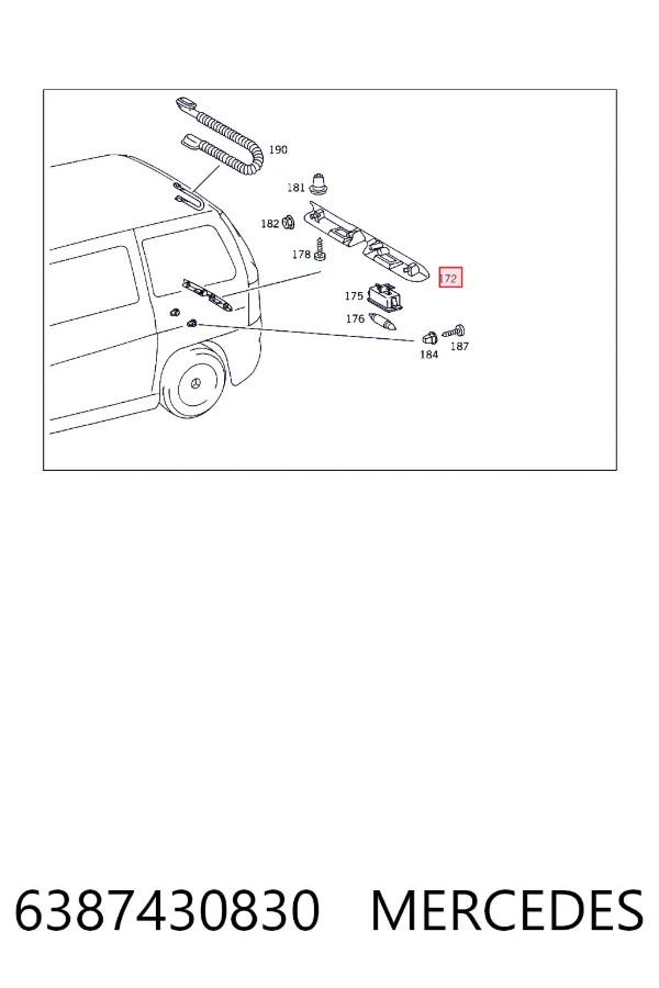 Carcasa de luz de matrícula 6387430830 Mercedes