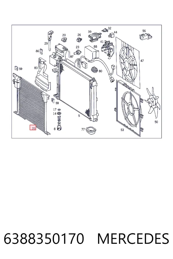 Condensador aire acondicionado 6388350170 Mercedes