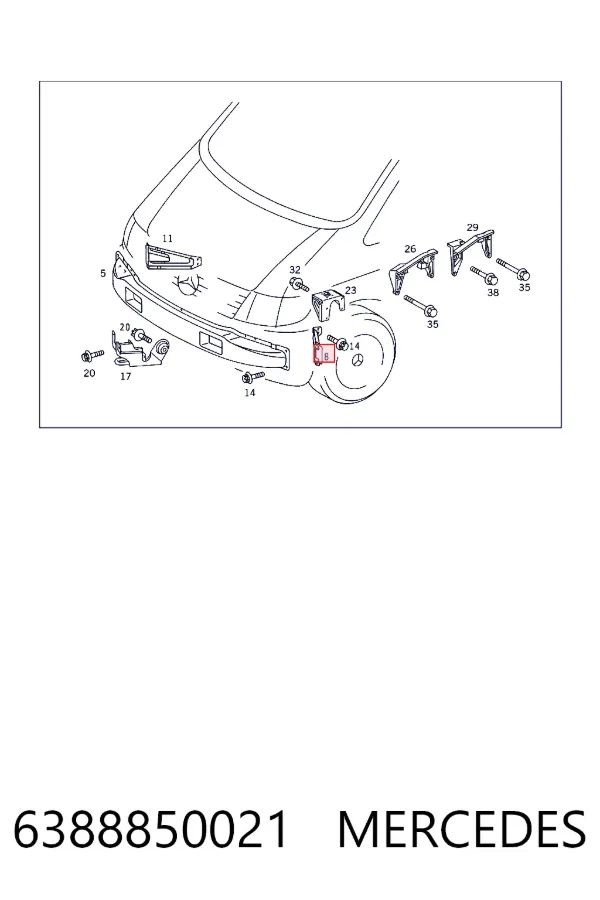 Soporte de parachoques delantero 6388850021 Mercedes