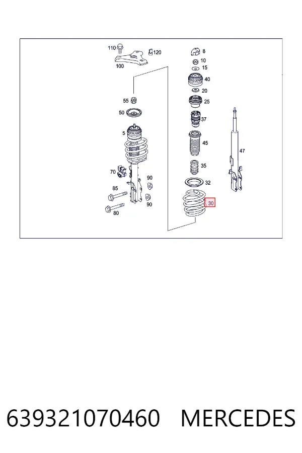 Muelle delantero 639321070460 Mercedes