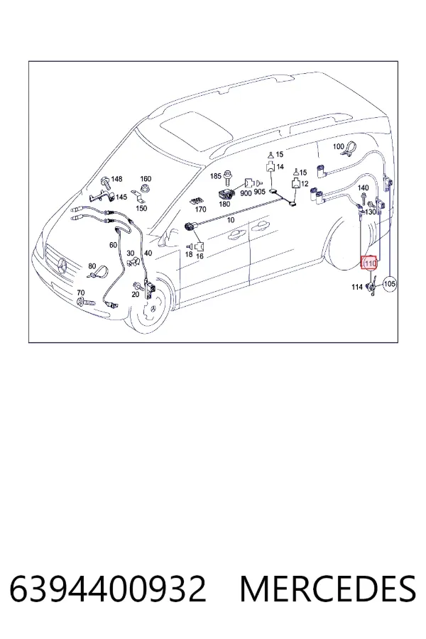 Sensor ABS trasero derecho 6394400932 Mercedes