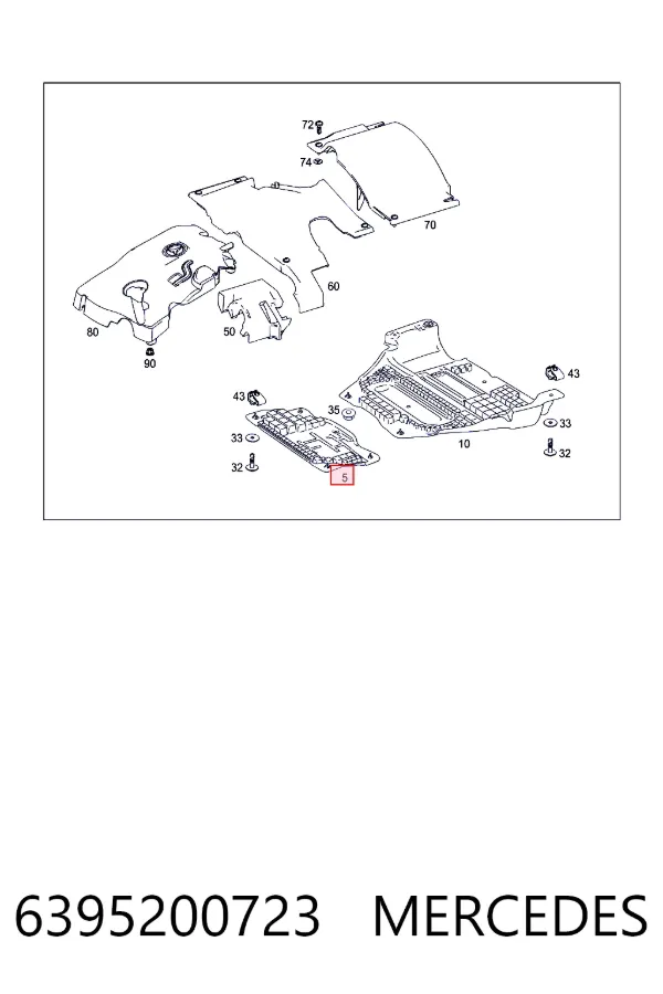 Protección delantera del motor 6395200723 Mercedes