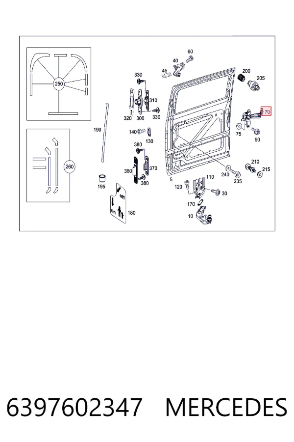 Rodillo central derecho de puerta corrediza 6397602347 Mercedes