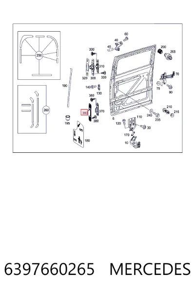Tope inferior de puerta corrediza en carrocería MERCEDES 6397660265