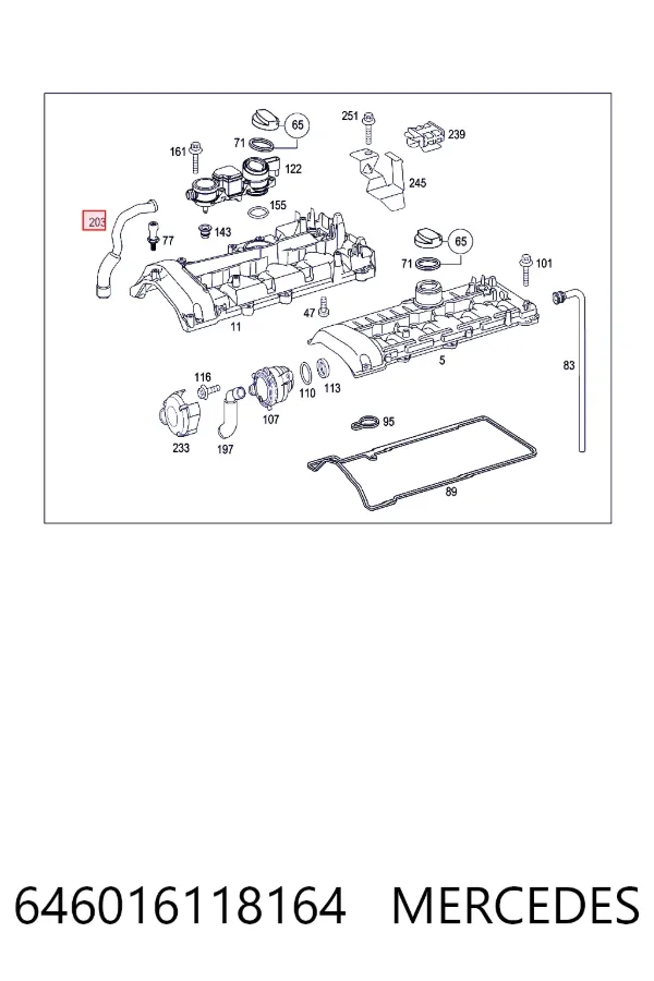 Tubo de ventilación del cárter 646016118164 Mercedes