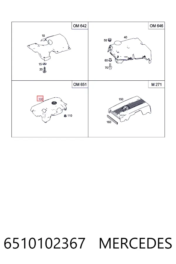Tapa motor 6510102367 Mercedes