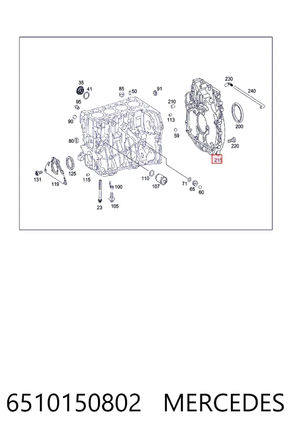 Cubierta trasera del motor 6510150802 Mercedes