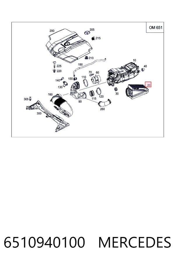 Filtro de aire 6510940100 Mercedes