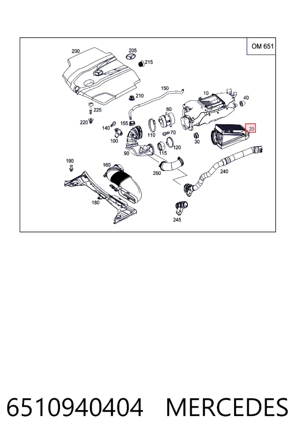 Filtro de aire 6510940404 Mercedes