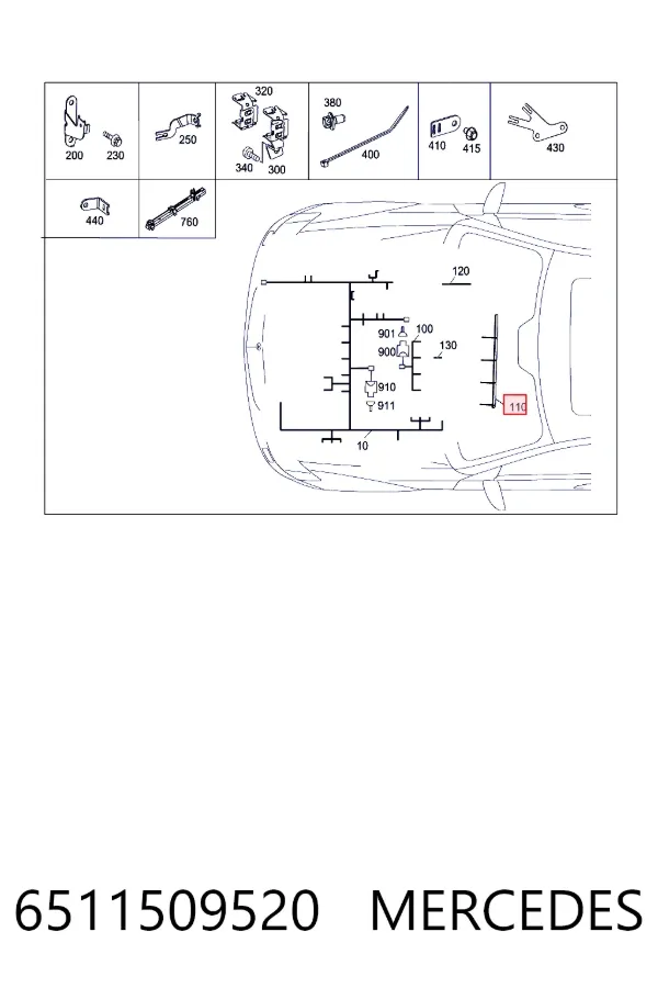 Mazo de cables del compartimiento del motor 6511509520 Mercedes