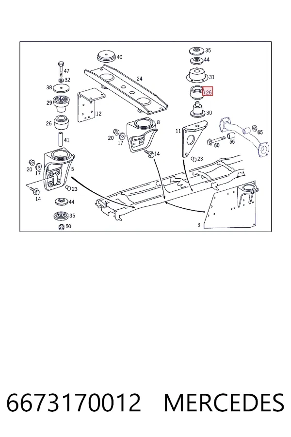Silentblock de cabina 6673170012 Mercedes