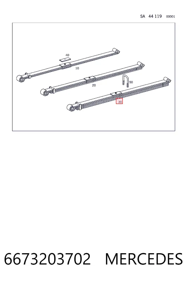 Ballesta de suspensión delantera 6673203702 Mercedes