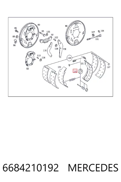 Kit de montaje de zapatas de freno traseras MERCEDES 6684210192