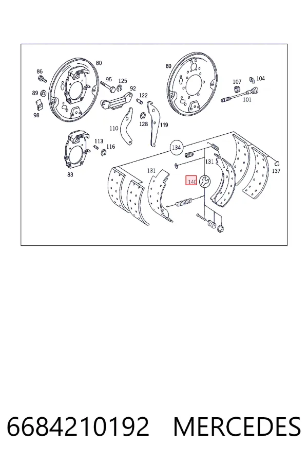 Kit de montaje de zapatas de freno traseras 6684210192 Mercedes