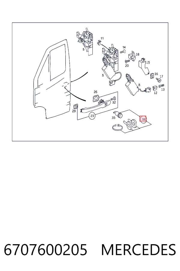 Bombín de cerradura de puerta delantera 6707600205 Mercedes