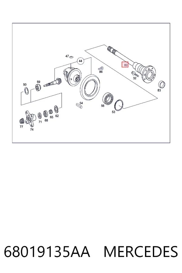 Semieje trasero derecho 68019135AA Mercedes