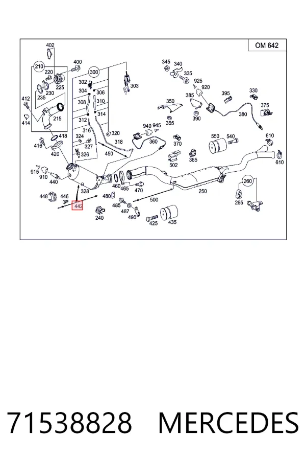 Sensor de temperatura de gases de escape antes del filtro de partículas 71538828 Mercedes