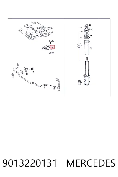 Tope del brazo de suspensión delantero inferior MERCEDES 9013220131
