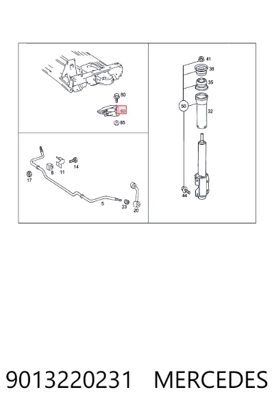 Tope del brazo de suspensión delantero inferior MERCEDES 9013220231