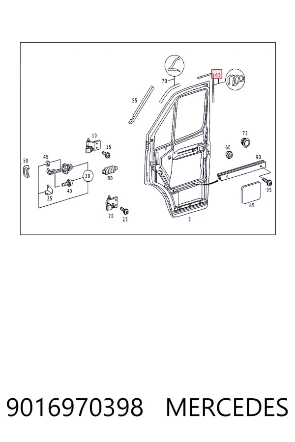 Junta de puerta delantera (en la carrocería) 9016970398 Mercedes