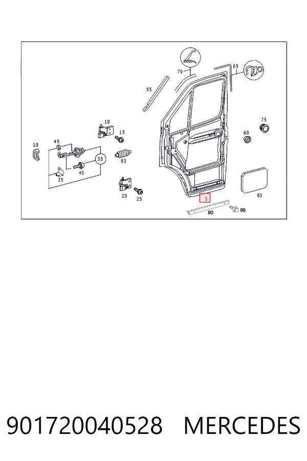 Puerta delantera derecha 901720040528 Mercedes