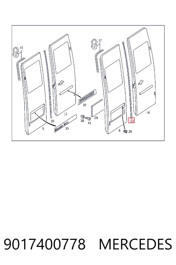 Sellador de puerta trasera 9017400778 Mercedes