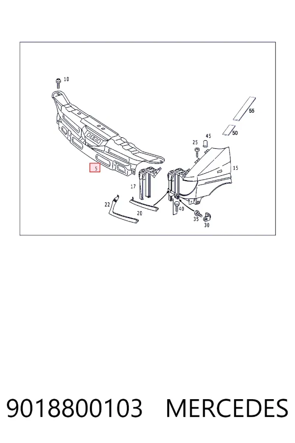 Soporte de radiador superior 9018800103 Mercedes