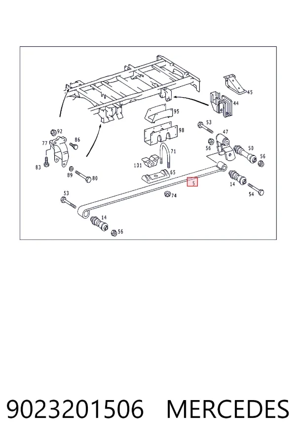 Ballesta de suspensión trasera 9023201506 Mercedes