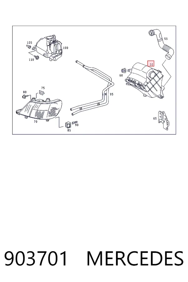 Caja del filtro de aire 903701 Mercedes
