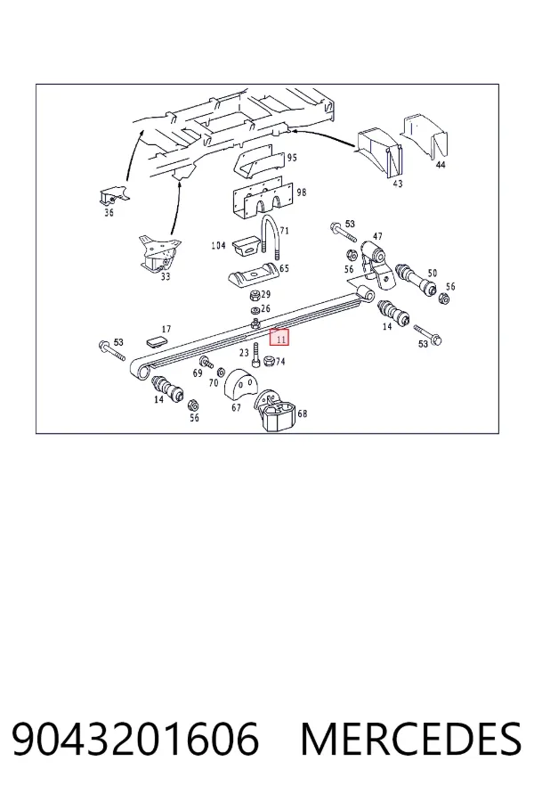 Ballesta de suspensión trasera 9043201606 Mercedes