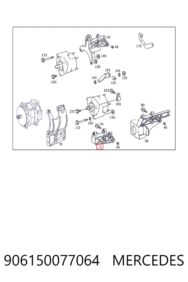 Soporte del alternador 906150077064 Mercedes