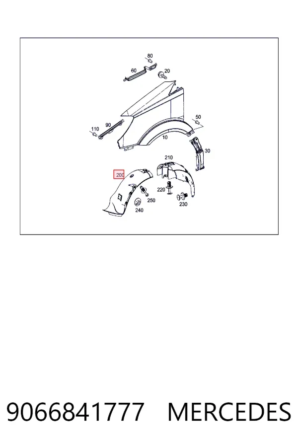 Guardalodos interior delantero derecho 9066841777 Mercedes