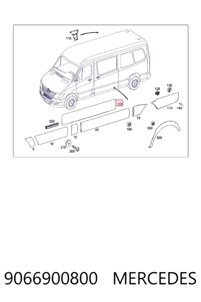Moldura de puerta corredera MERCEDES 9066900800