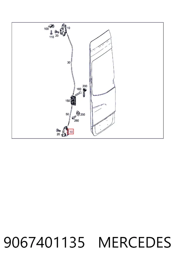 Cerradura superior de puerta trasera izquierda de doble hoja 9067401135 Mercedes