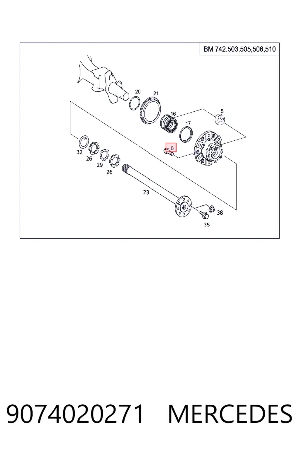 Tornillo de rueda 9074020271 Mercedes